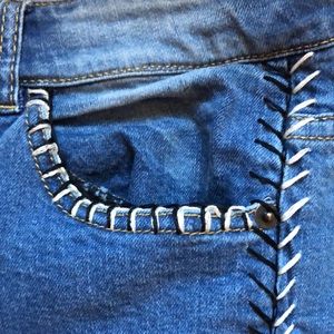 Alice + Olivia jeans. Adorable and embellished with cross cross stitching. 28